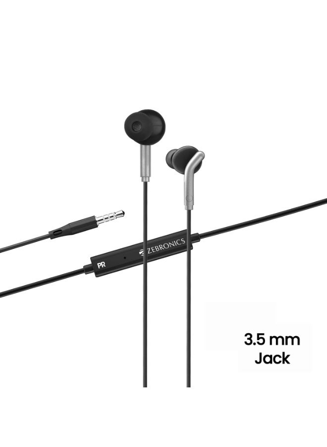 ZEBRONICS Bro in Ear Wired Earphones with Mic, 3.5mm Audio Jack, 10mm Drivers, Phone/Tablet Compatible (Black) - Image 3